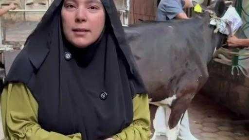 سمر نديم تذبح عجل صدقة على روح والدها وتوزعه على الأسر المتعففة
